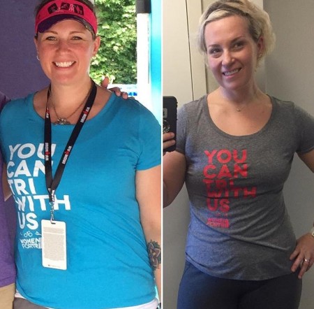 Meredith Atwood in May 2015 (left) and in February 2017 (right)